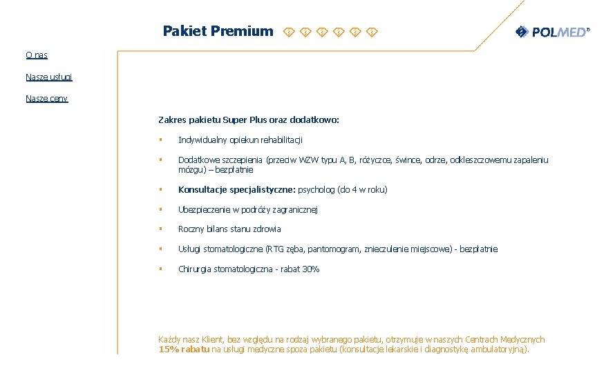 Pakiet Premium O nas Nasze usługi Nasze ceny Zakres pakietu Super Plus oraz dodatkowo: