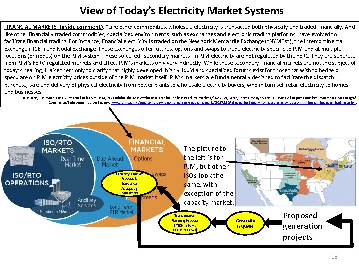 View of Today’s Electricity Market Systems FINANCIAL MARKETS (a side comment): “Like other commodities,