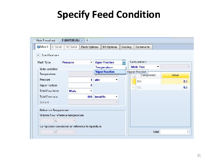 Specify Feed Condition 91 