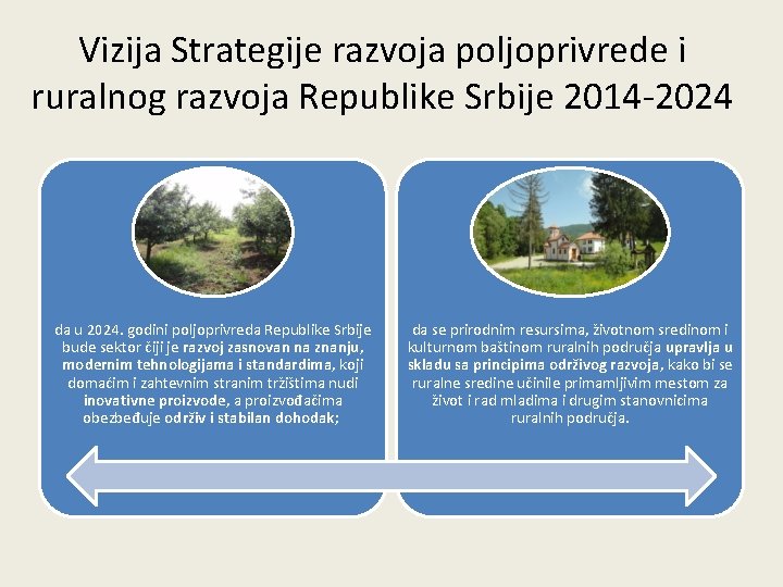 Vizija Strategije razvoja poljoprivrede i ruralnog razvoja Republike Srbije 2014 -2024 da u 2024.