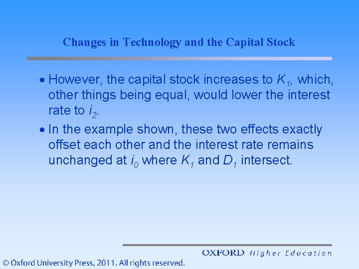 Changes in Technology and the Capital Stock · However, the capital stock increases to