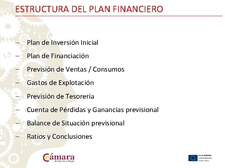 ESTRUCTURA DEL PLAN FINANCIERO ‒ Plan de Inversión Inicial ‒ Plan de Financiación ‒