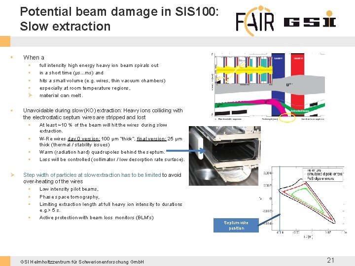 Potential beam damage in SIS 100: Slow extraction § When a § § Ø