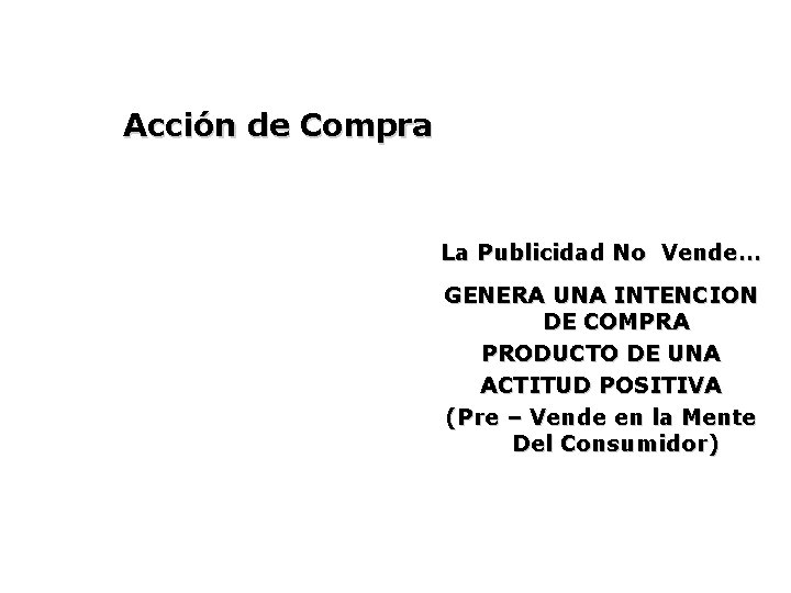 Acción de Compra La Publicidad No Vende… GENERA UNA INTENCION DE COMPRA PRODUCTO DE