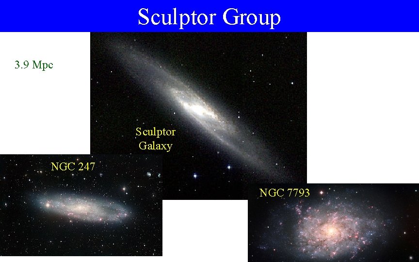 Sculptor Group 3. 9 Mpc Sculptor Galaxy NGC 247 NGC 7793 