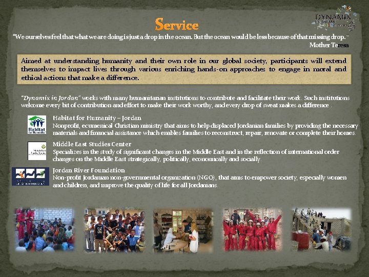 Service “We ourselves feel that we are doing is just a drop in the