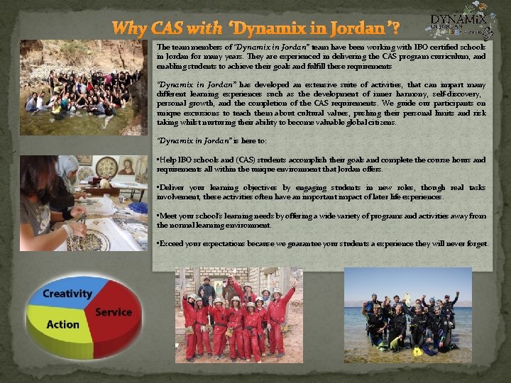 Why CAS with “Dynamix in Jordan”? The team members of “Dynamix in Jordan” team