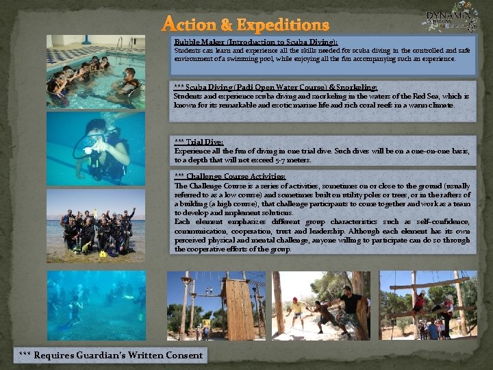 Action & Expeditions Bubble Maker (Introduction to Scuba Diving): Students can learn and experience