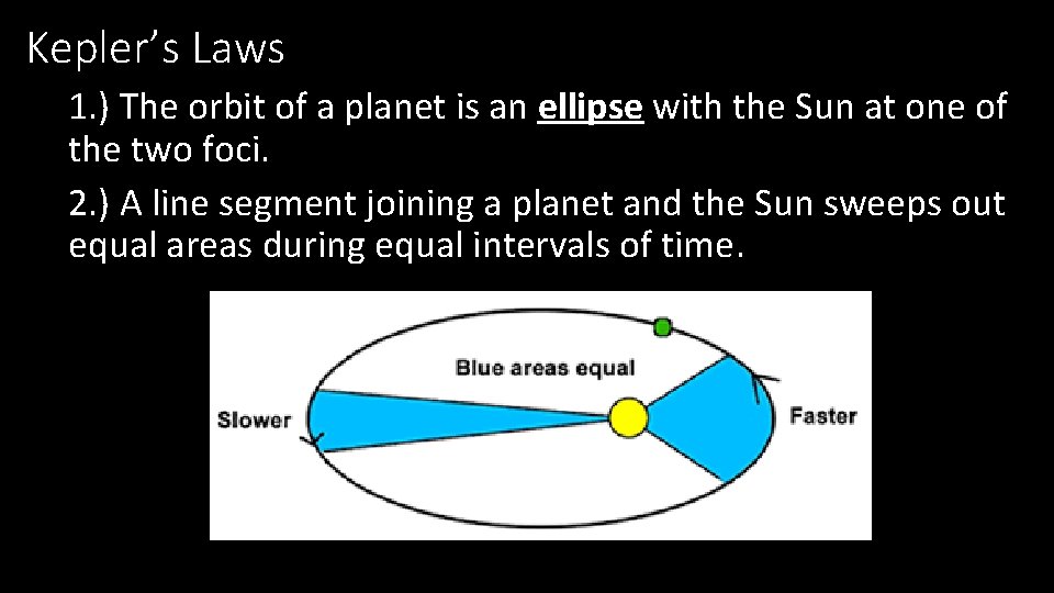 Kepler’s Laws 1. ) The orbit of a planet is an ellipse with the