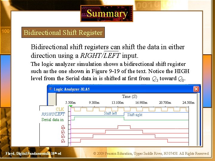 Summary Bidirectional Shift Register Bidirectional shift registers can shift the data in either direction
