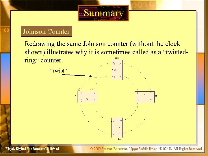 Summary Johnson Counter Redrawing the same Johnson counter (without the clock shown) illustrates why