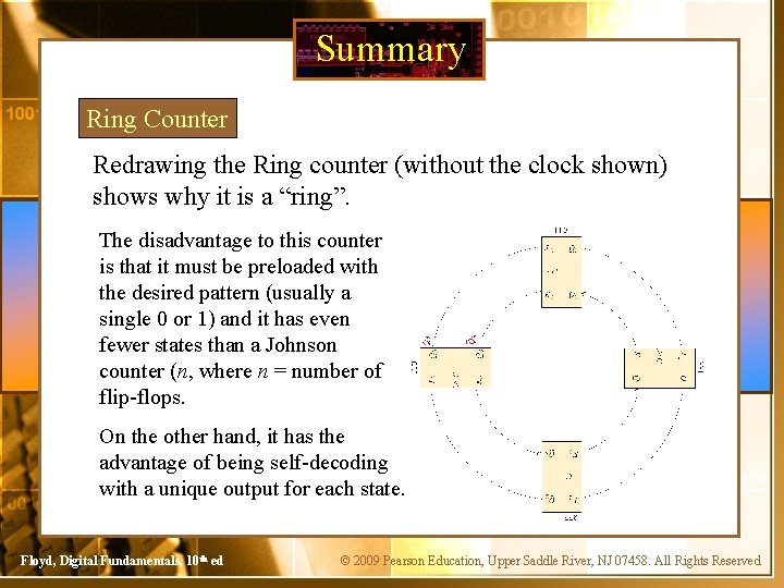 Summary Ring Counter Redrawing the Ring counter (without the clock shown) shows why it