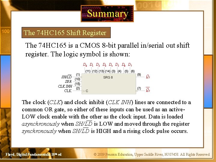 Summary The 74 HC 165 Shift Register The 74 HC 165 is a CMOS