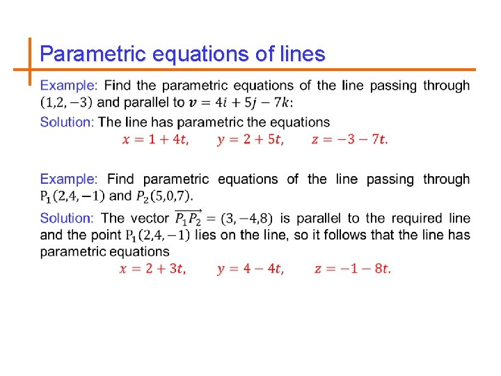 Parametric equations of lines 