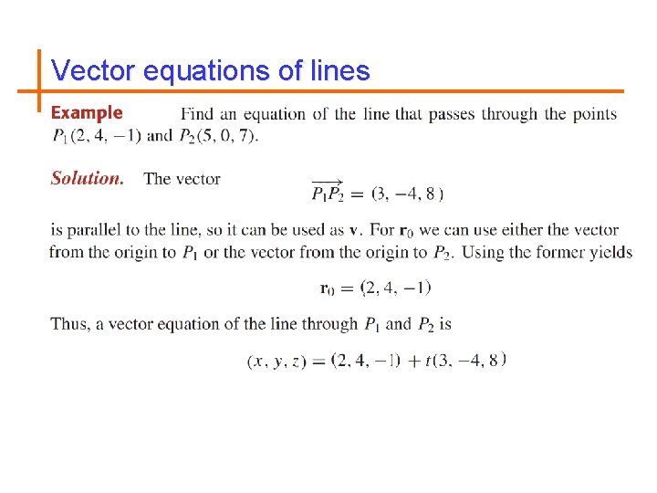 Vector equations of lines 