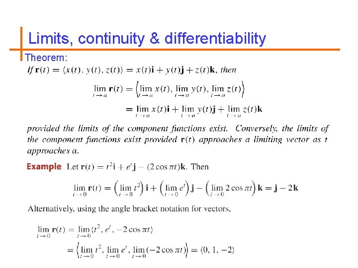 Limits, continuity & differentiability Theorem: 