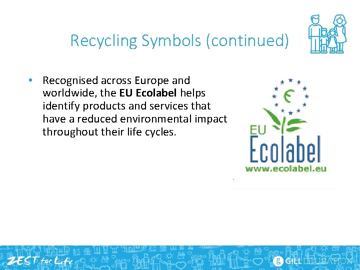 Recycling Symbols (continued) • Recognised across Europe and worldwide, the EU Ecolabel helps identify