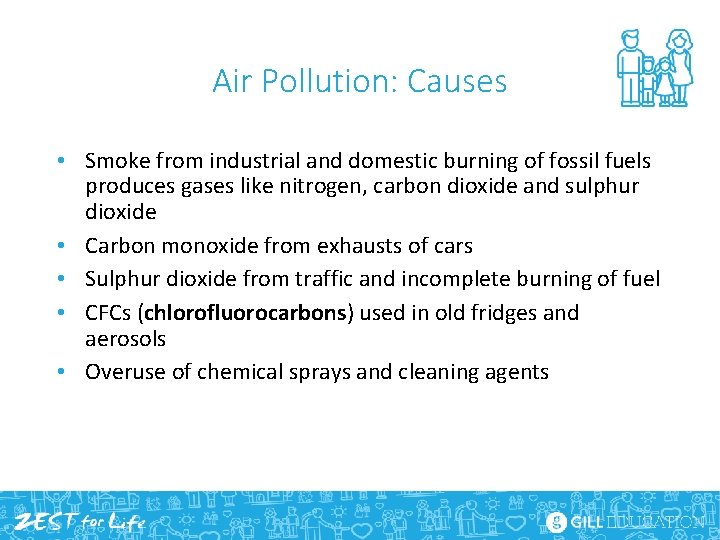 Air Pollution: Causes • Smoke from industrial and domestic burning of fossil fuels produces