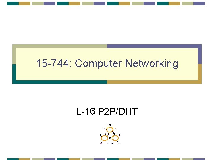 15 -744: Computer Networking L-16 P 2 P/DHT 