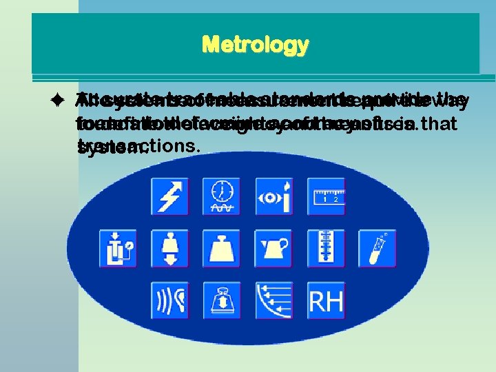 Metrology Accurate traceable standards provide the Thesystems science ofmeasurements and the All of require Metrology Accurate traceable standards provide the Thesystems science ofmeasurements and the All of require