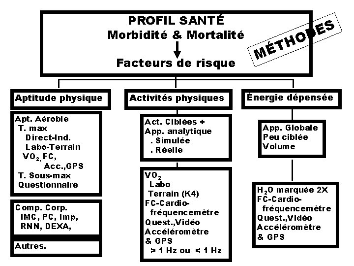 PROFIL SANTÉ Morbidité & Mortalité Facteurs de risque Aptitude physique Apt. Aérobie T. max