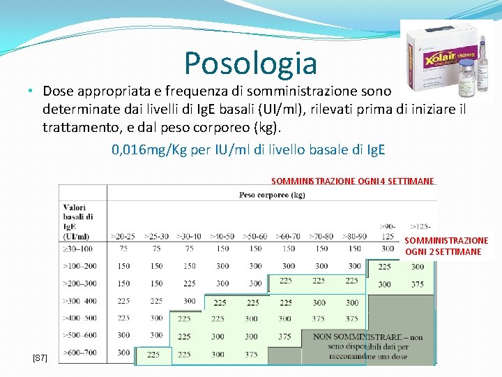 Posologia • Dose appropriata e frequenza di somministrazione sono determinate dai livelli di Ig.