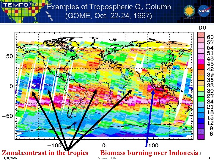 Examples of Tropospheric O 3 Column (GOME, Oct. 22 -24, 1997) 4/6/13 contrast in