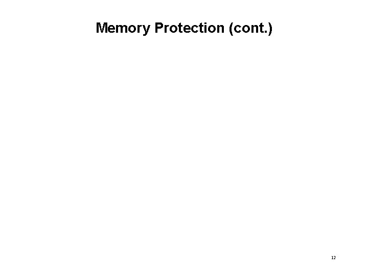 Memory Protection (cont. ) 12 