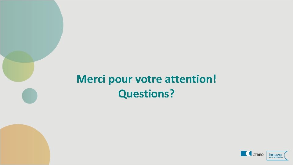 Merci pour votre attention! Questions? 