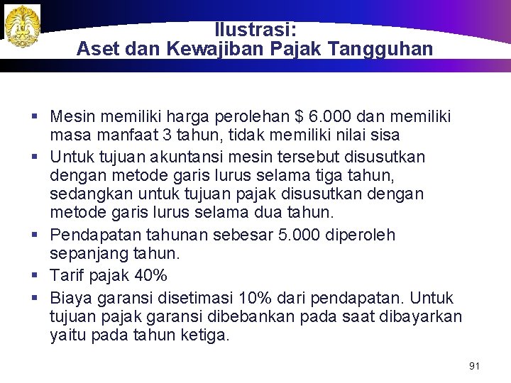 Ilustrasi: Aset dan Kewajiban Pajak Tangguhan § Mesin memiliki harga perolehan $ 6. 000