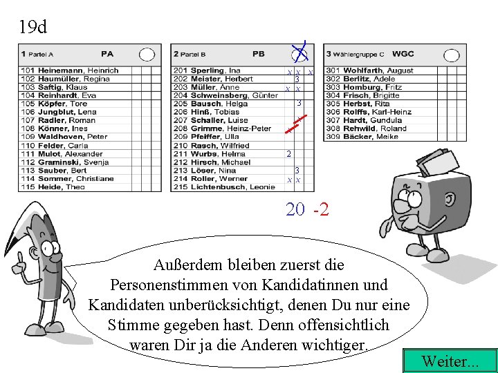 19 d 3 3 20 -2 Außerdem bleiben zuerst die Personenstimmen von Kandidatinnen und