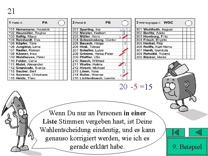 21 3 3 2 1 3 20 -5 =15 Wenn Du nur an Personen