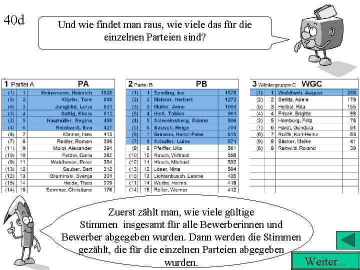 40 d Und wie findet man raus, wie viele das für die einzelnen Parteien