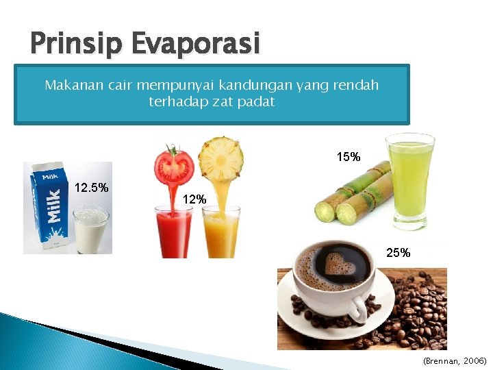 Prinsip Evaporasi Makanan cair mempunyai kandungan yang rendah terhadap zat padat 15% 12% 25%
