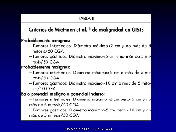 Oncología, 2004; 27 (4): 237 -241 Oncología, 2004; 27 (4): 237 -241