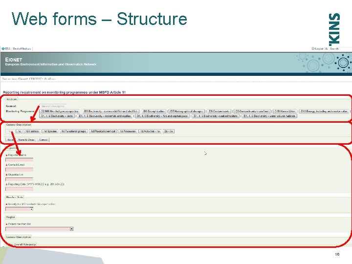 Web forms – Structure 16 