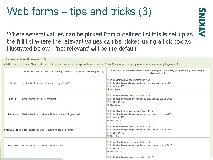 Web forms – tips and tricks (3) Where several values can be picked from