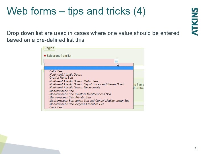 Web forms – tips and tricks (4) Drop down list are used in cases