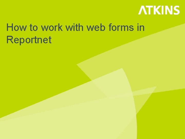 How to work with web forms in Reportnet 