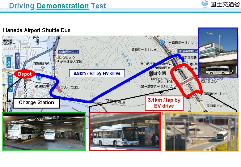 Driving Demonstration Test 3. 実証試験概要 【走行路】 Haneda Airport Shuttle Bus Depot 8. 8 km / Driving Demonstration Test 3. 実証試験概要 【走行路】 Haneda Airport Shuttle Bus Depot 8. 8 km /