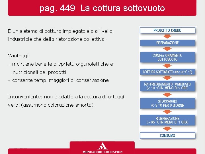 pag. 449 La cottura sottovuoto È un sistema di cottura impiegato sia a livello