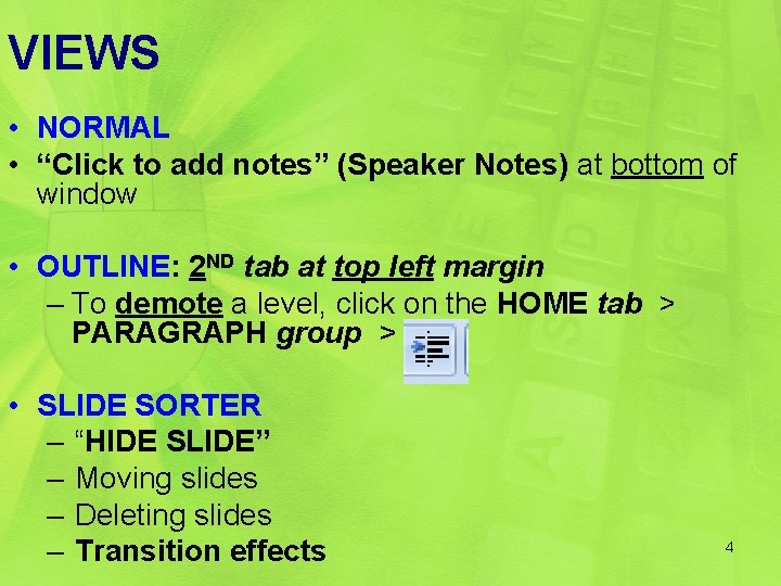 VIEWS • NORMAL • “Click to add notes” (Speaker Notes) at bottom of window