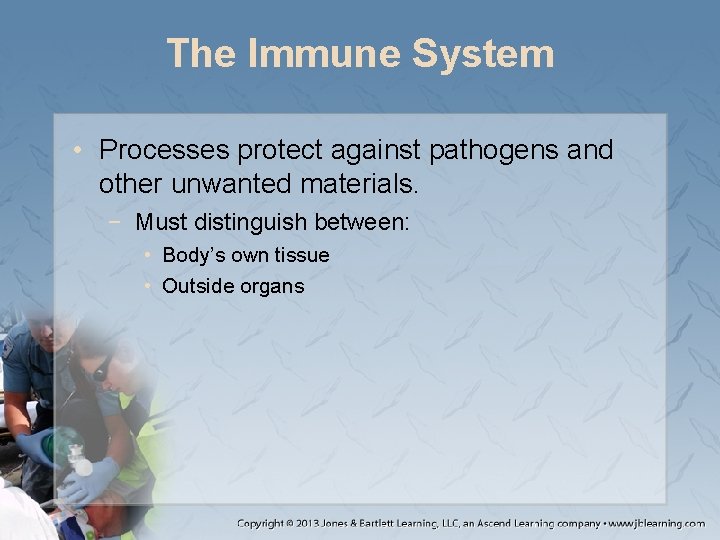 The Immune System • Processes protect against pathogens and other unwanted materials. − Must