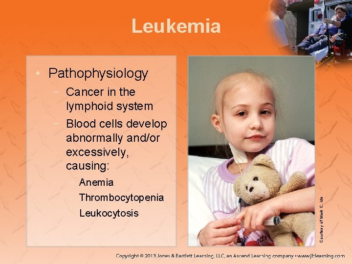 Leukemia • Pathophysiology • Anemia • Thrombocytopenia • Leukocytosis Courtesy of Mark C. Ide