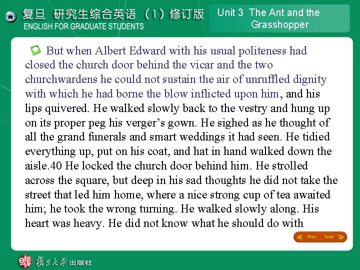 Unit 3 The Ant and the Grasshopper But when Albert Edward with his usual Unit 3 The Ant and the Grasshopper But when Albert Edward with his usual