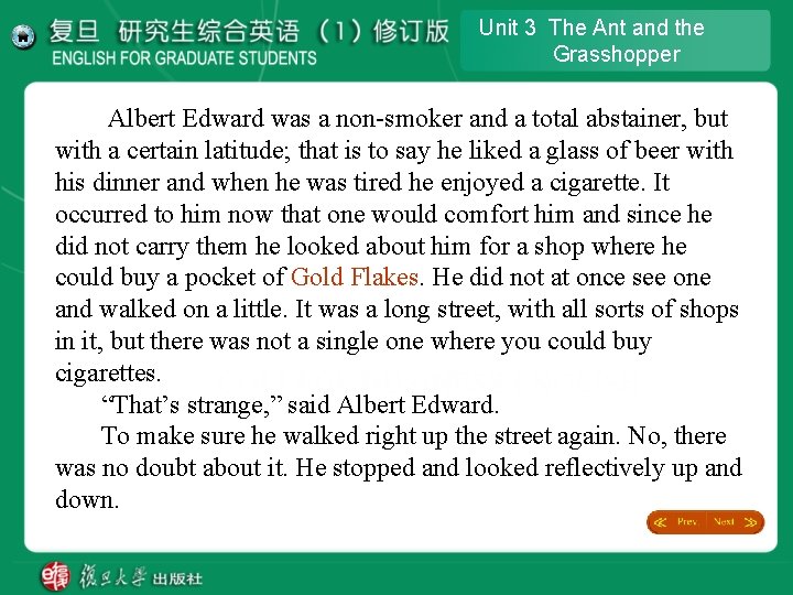 Unit 3 The Ant and the Grasshopper Albert Edward was a non-smoker and a Unit 3 The Ant and the Grasshopper Albert Edward was a non-smoker and a