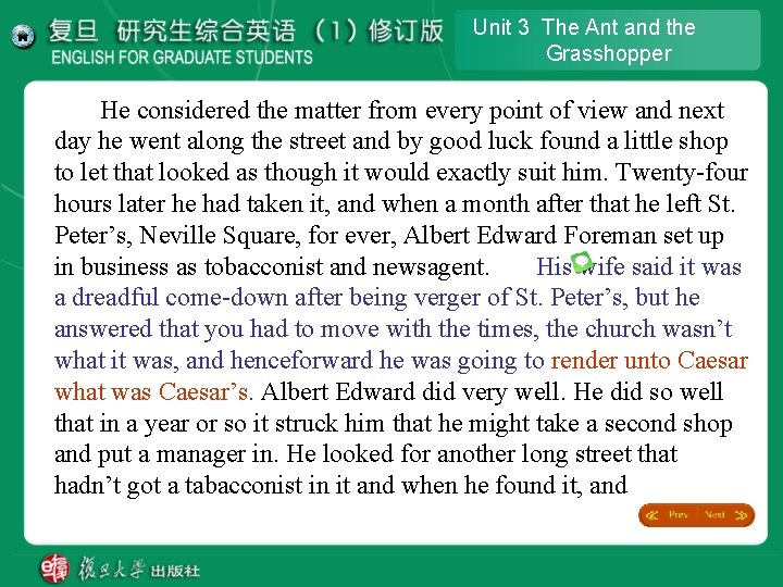 Unit 3 The Ant and the Grasshopper He considered the matter from every point Unit 3 The Ant and the Grasshopper He considered the matter from every point