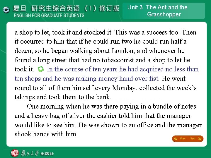 Unit 3 The Ant and the Grasshopper a shop to let, took it and Unit 3 The Ant and the Grasshopper a shop to let, took it and