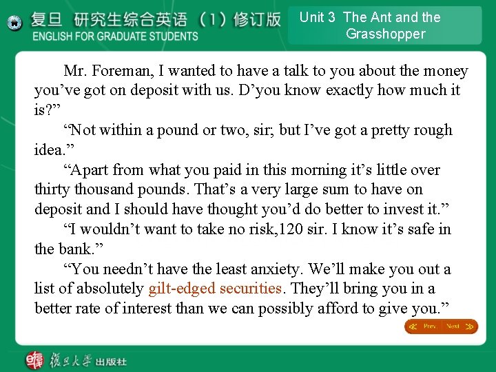 Unit 3 The Ant and the Grasshopper Mr. Foreman, I wanted to have a Unit 3 The Ant and the Grasshopper Mr. Foreman, I wanted to have a