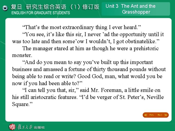 Unit 3 The Ant and the Grasshopper “That’s the most extraordinary thing I ever Unit 3 The Ant and the Grasshopper “That’s the most extraordinary thing I ever